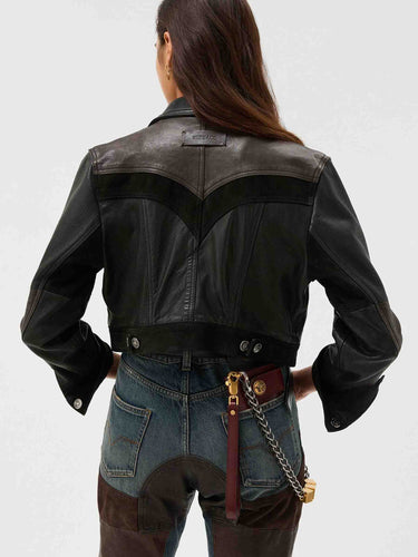 Versace Mujer Barcelona Chaqueta Ajustada de Piel color Negro sku 772-001571 01 - Foto 3
