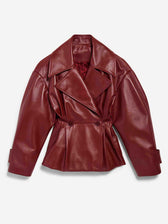 Balenciaga Mujer Barcelona Gabardina Corta Piel color Burdeos sku 772-001592 01 - Foto 1