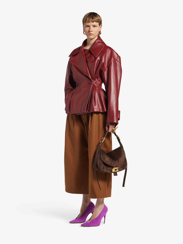 Balenciaga Mujer Barcelona Gabardina Corta Piel color Burdeos sku 772-001592 01 - Foto 2