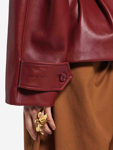 Balenciaga Mujer Barcelona Gabardina Corta Piel color Burdeos sku 772-001592 01 - Foto 5