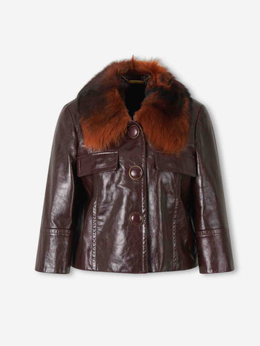 Chloé Mujer Barcelona Chaqueta Piel Cuello Pelo color Burdeos sku 772-001604 01 - Foto 1