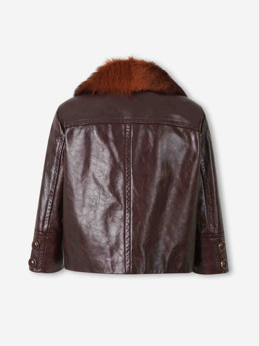 Chloé Mujer Barcelona Chaqueta Piel Cuello Pelo color Burdeos sku 772-001604 01 - Foto 2