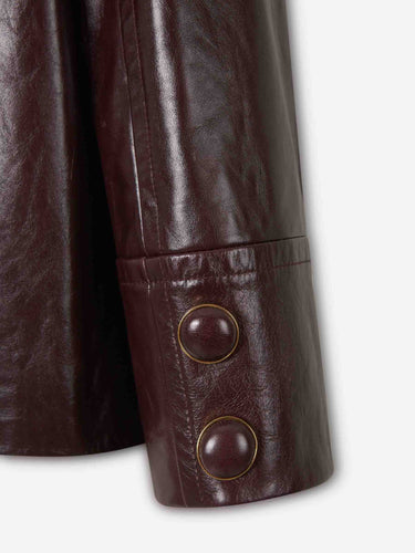 Chloé Mujer Barcelona Chaqueta Piel Cuello Pelo color Burdeos sku 772-001604 01 - Foto 4