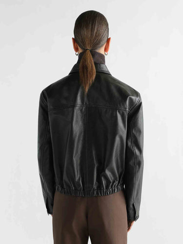 Lemaire Mujer Barcelona Chaqueta Piel Lisa color Marrón Oscuro sku 772-001611 01 - Foto 3