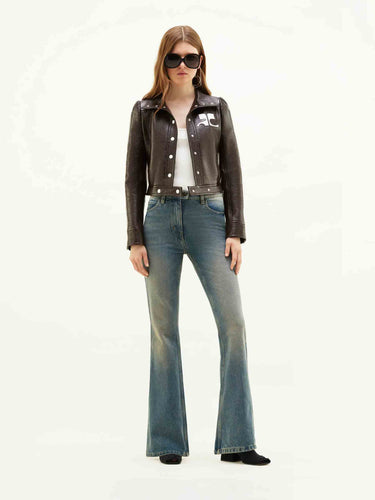 Courrèges Reedition Mujer Barcelona Chaqueta Biker Vinilo color Marrón Oscuro sku 772-001623 04 - Foto 2