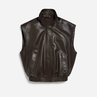 Balenciaga Mujer Barcelona Chaleco Blouson Piel color Marrón Oscuro sku 772-001639 01 - Foto 1
