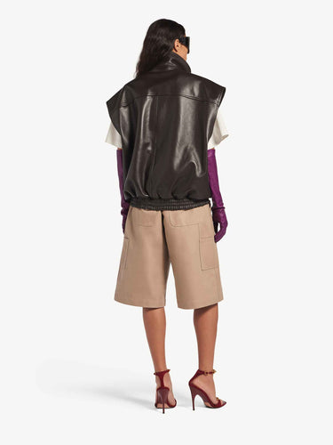 Balenciaga Mujer Barcelona Chaleco Blouson Piel color Marrón Oscuro sku 772-001639 01 - Foto 3