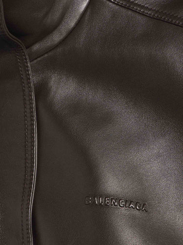 Balenciaga Mujer Barcelona Chaleco Blouson Piel color Marrón Oscuro sku 772-001639 01 - Foto 4
