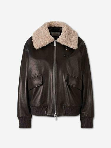 Peserico Mujer Barcelona Chaqueta Piel Aviador color Marrón Oscuro sku 772-001642 01 - Foto 1