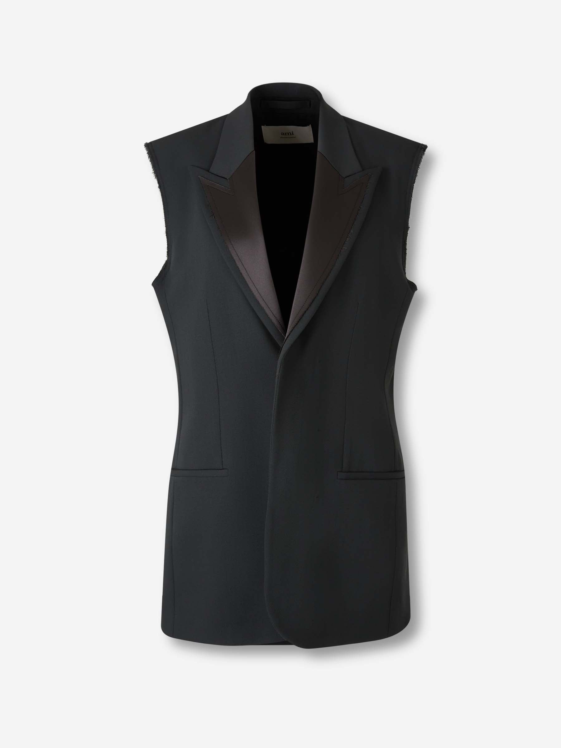 Ami Paris Mujer Barcelona Chaleco Vestir Lana color Negro sku 775-000230 01 - Foto 1