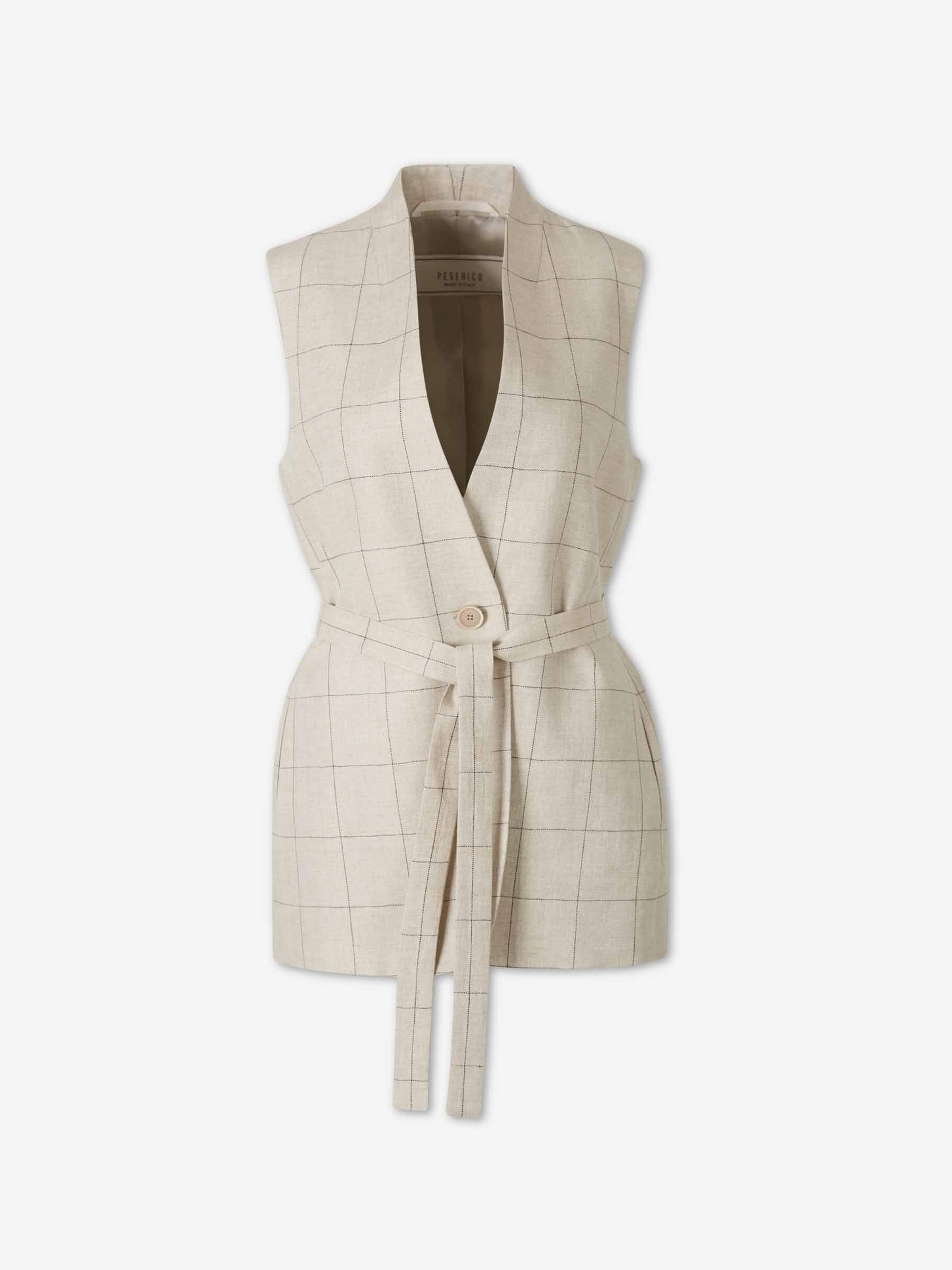 Peserico Mujer Barcelona Chaleco Ajustado Lino color Crema sku 775-000237 01 - Foto 1