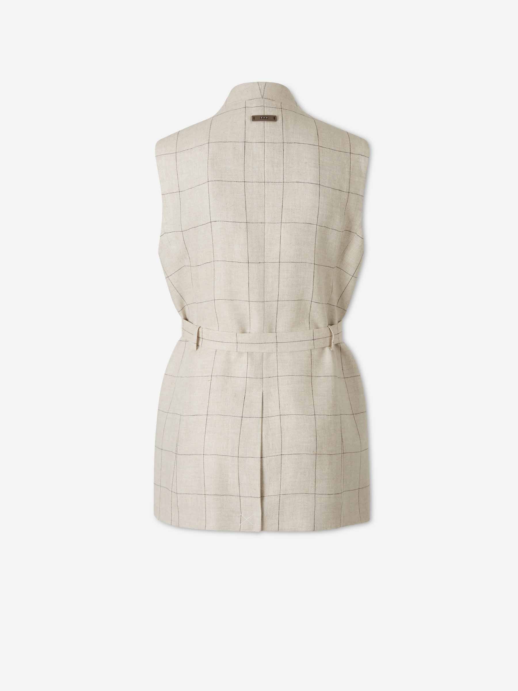 Peserico Mujer Barcelona Chaleco Ajustado Lino color Crema sku 775-000237 01 - Foto 2