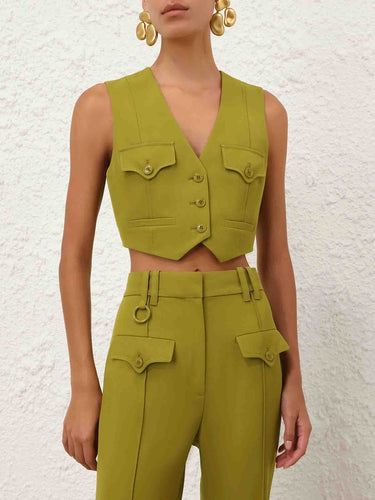 Zimmermann Mujer Barcelona Chaleco Luna Lana color Verde sku 775-000240 01 - Foto 2