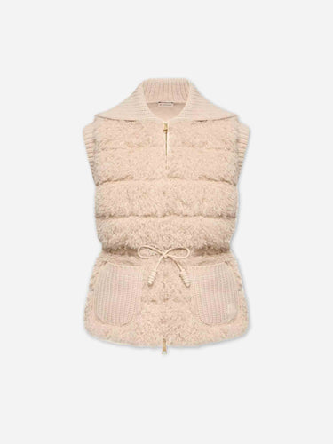 Moncler Mujer Barcelona Chaleco Plumífero Lana Cashmere color Crema sku 775-000256 01 - Foto 1