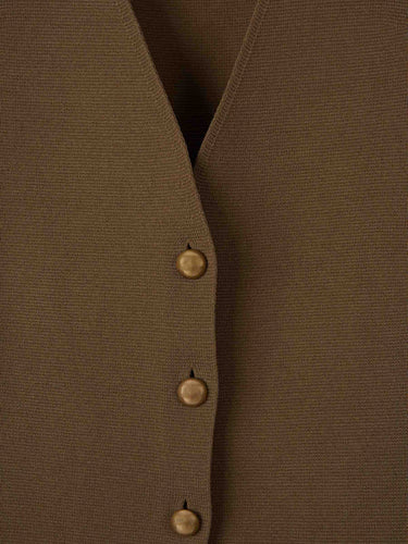 Max Mara Mujer Barcelona Chaleco Punto Botones color Verde Militar sku 775-000262 01 - Foto 3