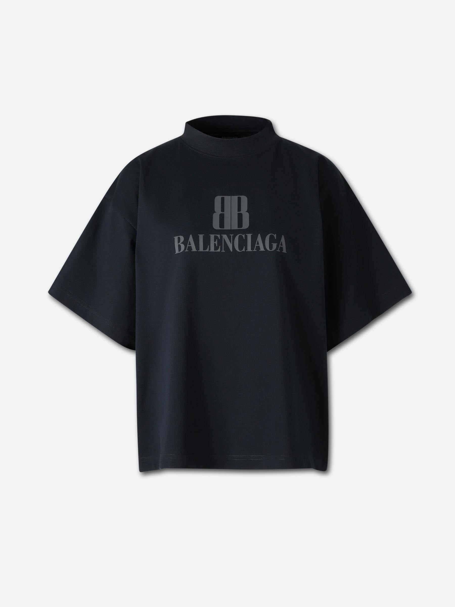Balenciaga Mujer Barcelona Camiseta Logo Algodón color Negro sku 782-001766 01 - Foto 1