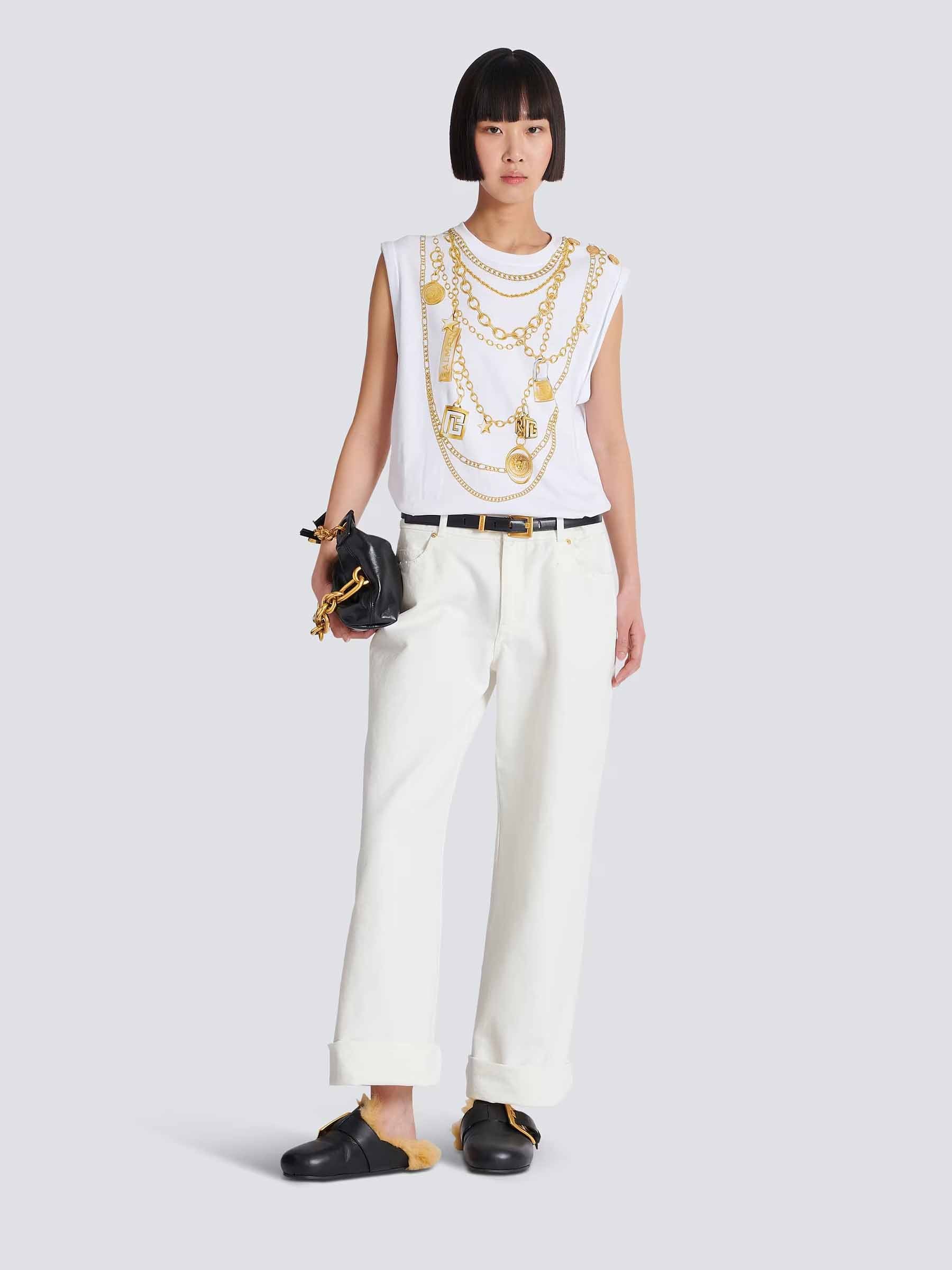 Balmain Mujer Barcelona Camiseta Estampado Collier color Blanco sku 782-001790 01 - Foto 2