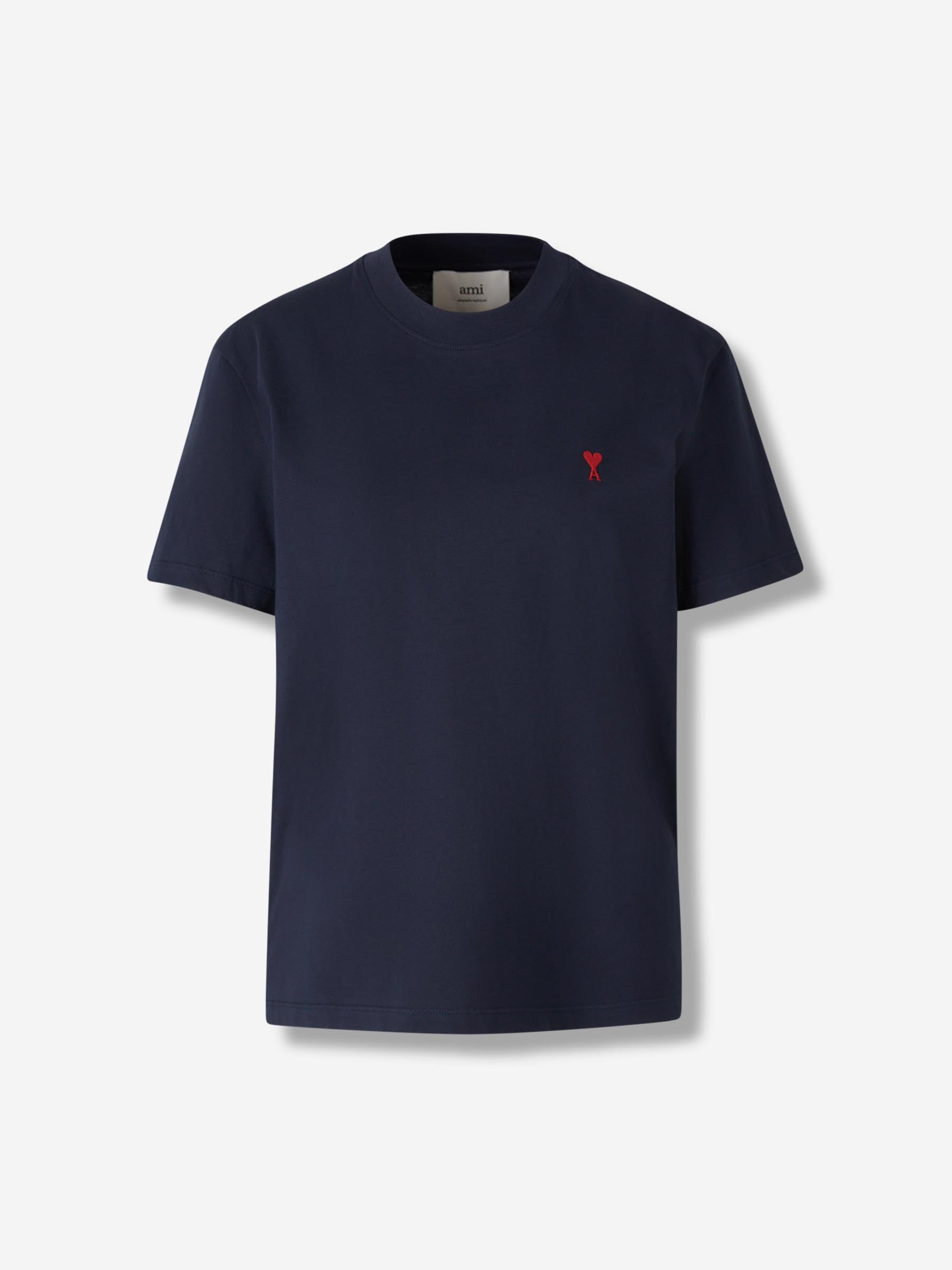Ami Paris Mujer Barcelona Camiseta Logo Algodón color Azul Marino sku 782-001802 02 - Foto 1