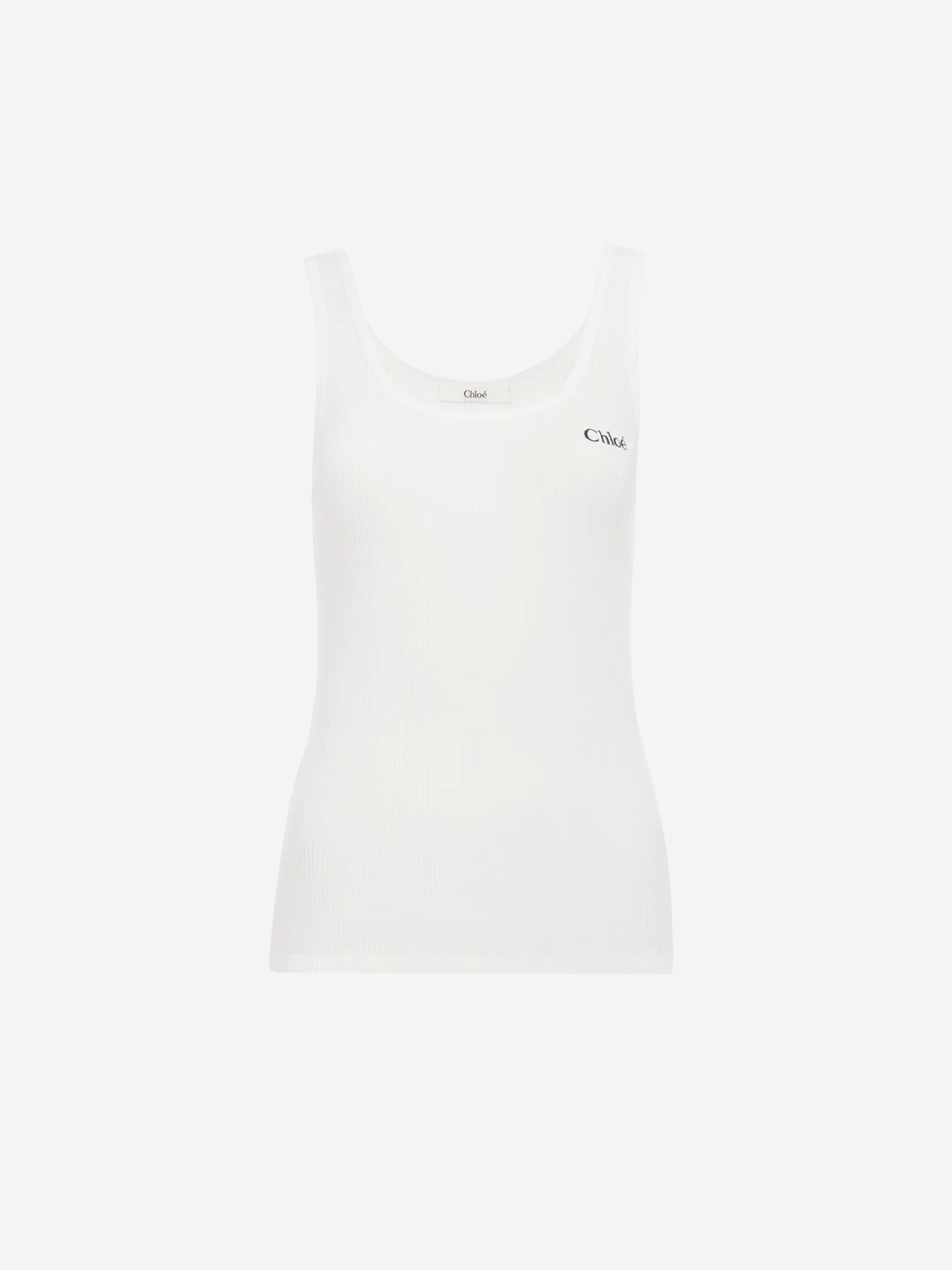 Chloé Mujer Barcelona Top Tirantes Canalé color Blanco sku 782-001827 01 - Foto 1