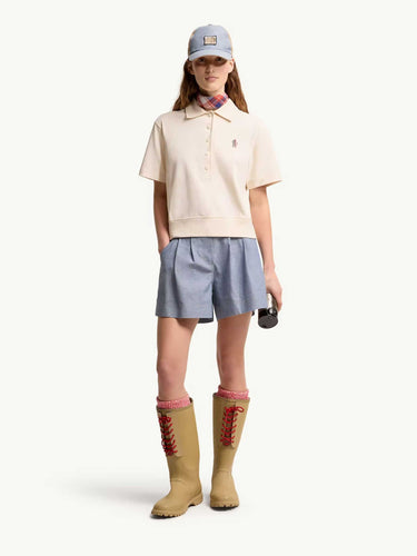 Moncler Grenoble Mujer Barcelona Polo de algodón con parche con logotipo color Beige sku 782-001844 01 - Foto 2