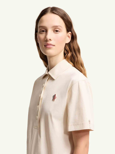 Moncler Grenoble Mujer Barcelona Polo de algodón con parche con logotipo color Beige sku 782-001844 01 - Foto 3