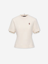 Moncler Grenoble Mujer Barcelona Camiseta de mezcla de algodón con parche con logotipo color Beige sku 782-001845 01 - Foto 1
