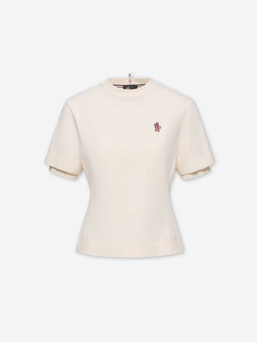 Moncler Grenoble Mujer Barcelona Camiseta de mezcla de algodón con parche con logotipo color Beige sku 782-001845 01 - Foto 1