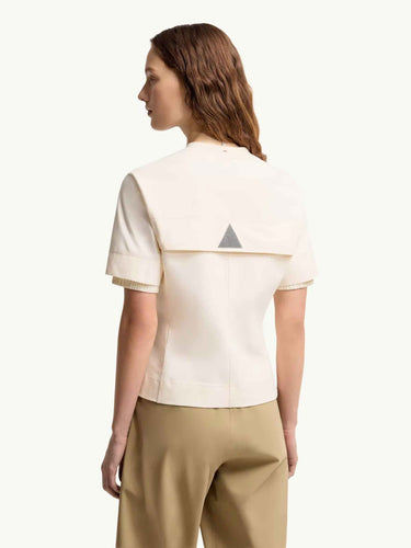 Moncler Grenoble Mujer Barcelona Camiseta de mezcla de algodón con parche con logotipo color Beige sku 782-001845 01 - Foto 3