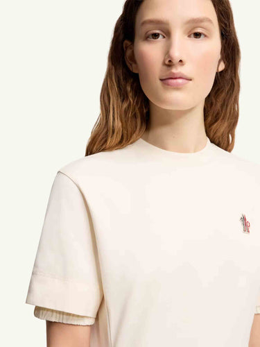 Moncler Grenoble Mujer Barcelona Camiseta de mezcla de algodón con parche con logotipo color Beige sku 782-001845 01 - Foto 4
