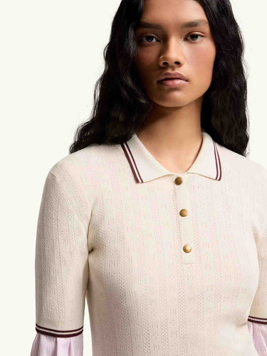 Moncler Mujer Barcelona Polo Punto Algodón color Beige sku 782-001853 01 - Foto 3