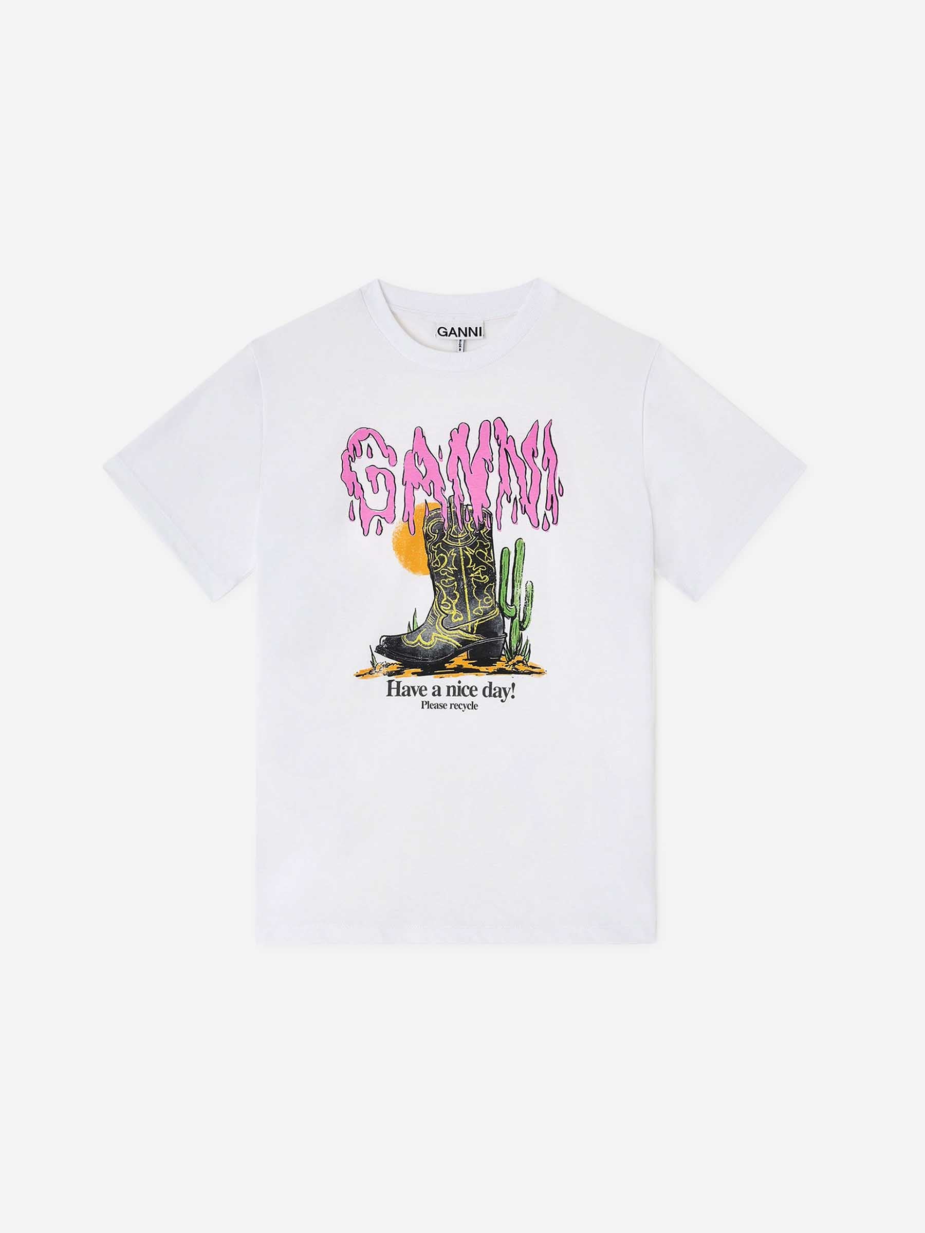 Ganni Mujer Barcelona Camiseta Cuello Redondo color Blanco sku 782-001871 01 - Foto 1