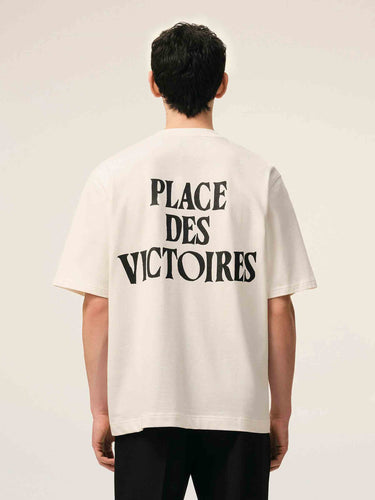Ami Paris Mujer Barcelona Camiseta Logo Algodón color Crema sku 782-001886 01 - Foto 4