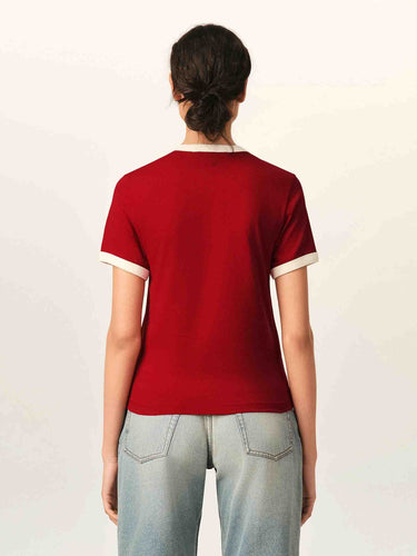 Ami Paris Mujer Barcelona Camiseta Manga Corta color Rojo sku 782-001949 01 - Foto 3