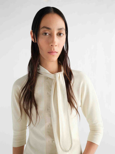 Lemaire Mujer Barcelona Camiseta Punto Ascot color Marfil sku 782-001953 02 - Foto 4
