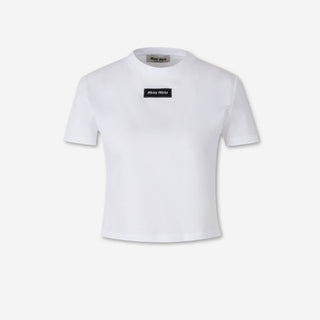 Miu Miu Mujer Barcelona Camiseta Cropped Logo color Blanco sku 782-002005 01 - Foto 1