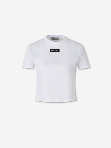 Miu Miu Mujer Barcelona Camiseta Cropped Logo color Blanco sku 782-002005 01 - Foto 1