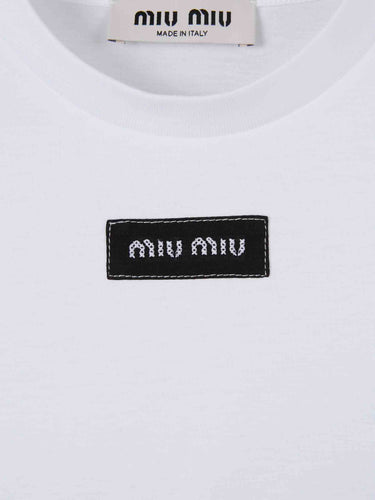 Miu Miu Mujer Barcelona Camiseta Cropped Logo color Blanco sku 782-002005 01 - Foto 3