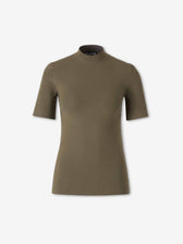 Jil Sander Mujer Barcelona Camiseta Ceñida Manga Corta color Verde Militar sku 782-002007 01 - Foto 1