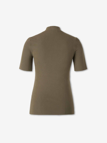 Jil Sander Mujer Barcelona Camiseta Ceñida Manga Corta color Verde Militar sku 782-002007 01 - Foto 2