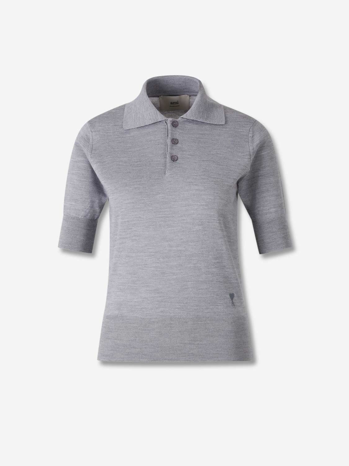 Ami Paris Mujer Barcelona Polo Punto Lana color Gris sku 783-000074 02 - Foto 1