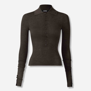 Jacquemus Mujer Barcelona Polo Merino color Marrón Oscuro sku 783-000075 01 - Foto 1