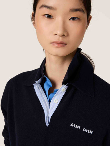 Miu Miu Mujer Barcelona Jersey Cuello Polo color Azul Noche sku 783-000106 01 - Foto 4