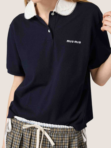 Miu Miu Mujer Barcelona Polo Piqué Algodón color Azul Marino sku 783-000108 01 - Foto 2