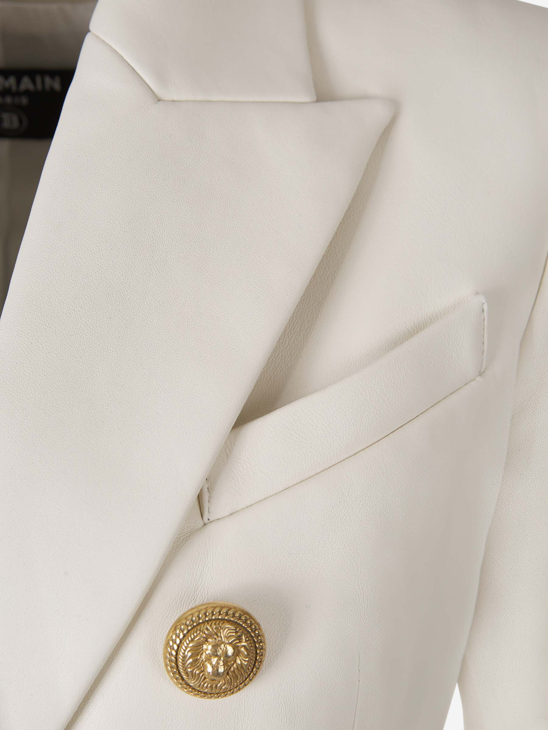 Balmain double breasted leather blazer sale