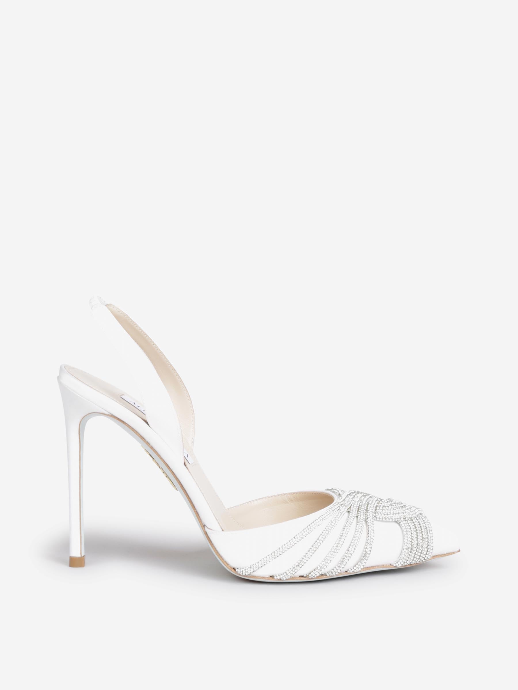 Aquazzura Mujer Barcelona Sandalias Gatsby Sling Satin 105 color Blanco sku 800-005526 01 - Foto 1