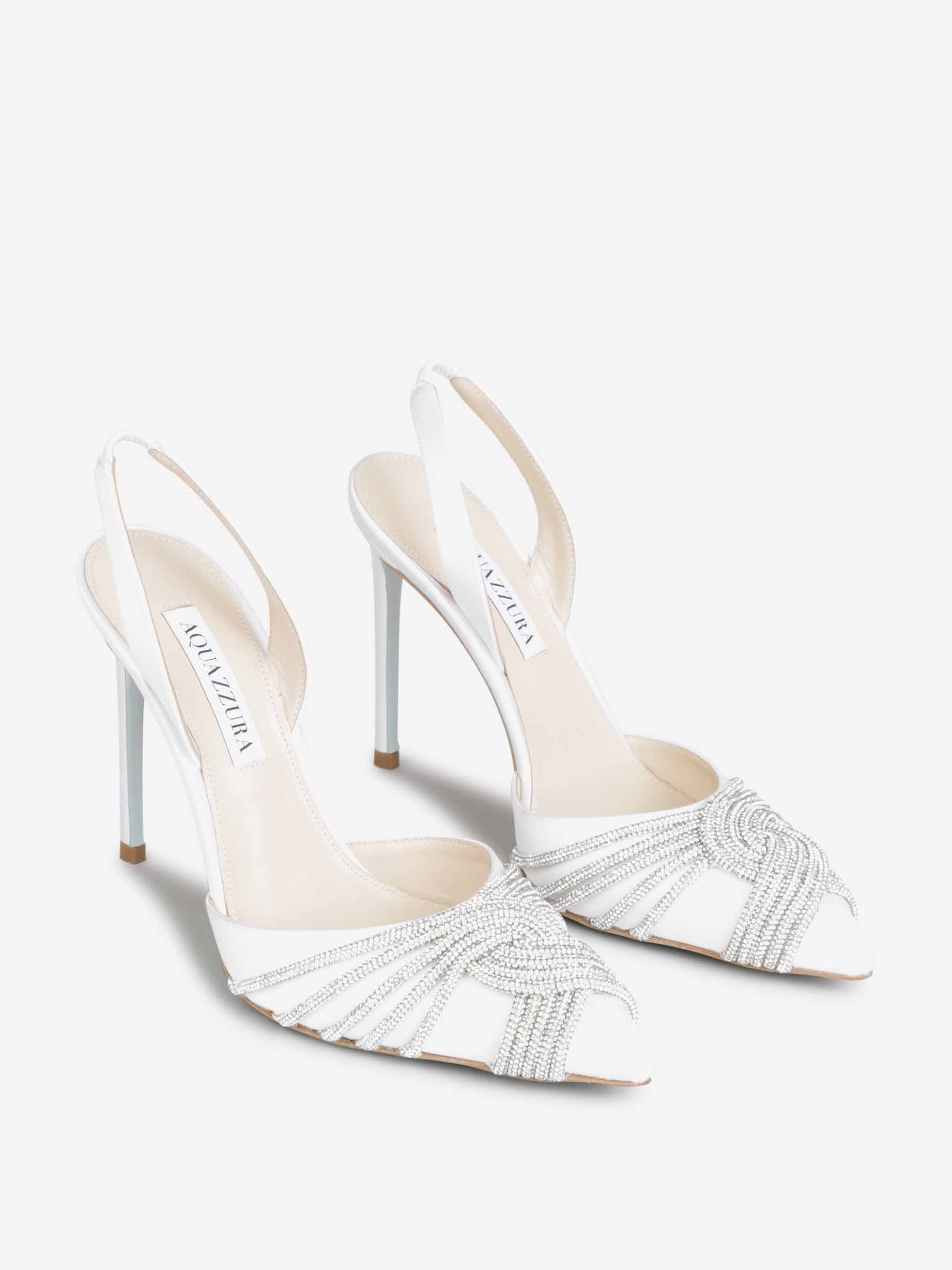 Aquazzura Mujer Barcelona Sandalias Gatsby Sling Satin 105 color Blanco sku 800-005526 01 - Foto 2