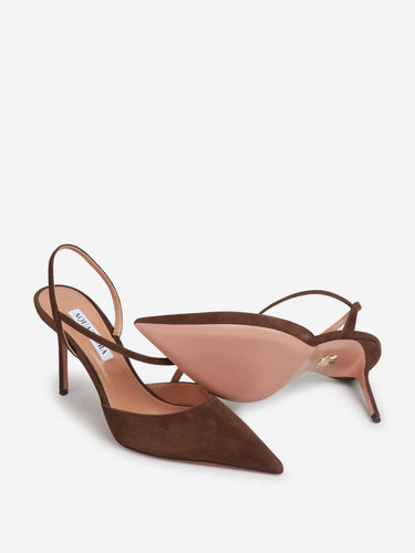 Aquazzura Mujer Barcelona Zapatos Tacón Ante color Marrón Oscuro sku 800-005625 01 - Foto 4