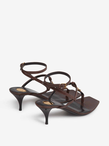 Saint Laurent Mujer Barcelona Sandalias Tacón Cassandre color Marrón Oscuro sku 801-000022 01 - Foto 3