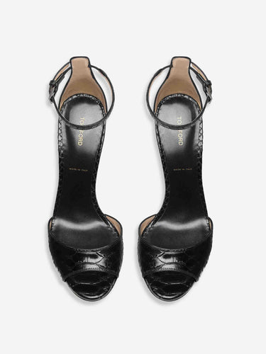 Tom Ford Mujer Barcelona Sandalias Tacón Pitón color Negro sku 801-000035 01 - Foto 4
