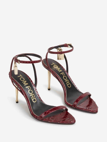 Tom Ford Mujer Barcelona Sandalias Tacón Candado color Burdeos sku 801-000087 01 - Foto 2